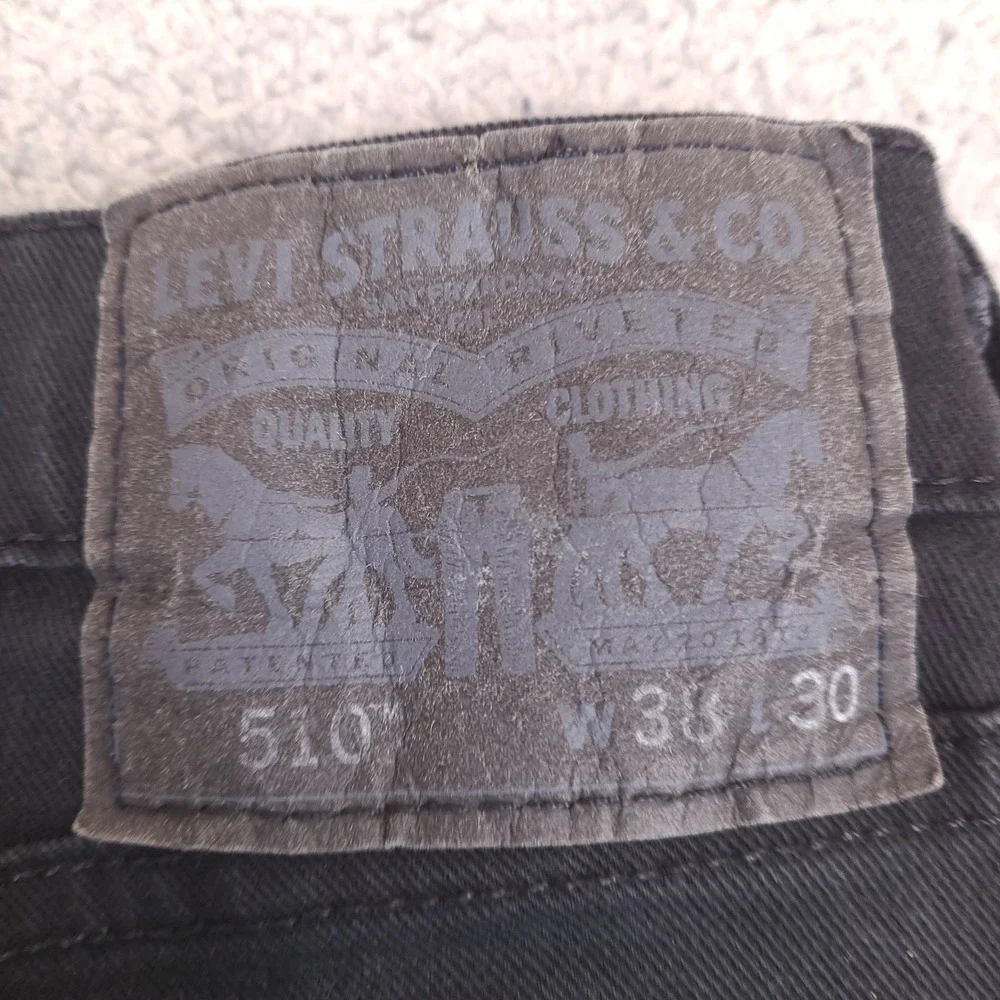 Levis Strauss Jeans Men 38x28.5 Black 510 Slim Straight Dark Wash American Denim